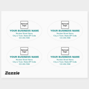 Sticker Ovale Textes minimaux verts Turquoises de marque commerc