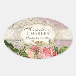 Sticker Ovale Thé de dentelle Vintage moderne teint Hydrangea en
