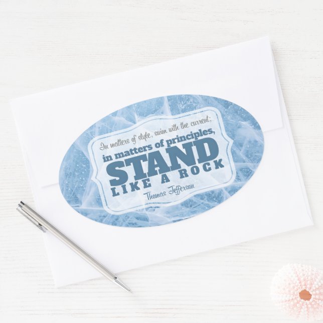 Sticker Ovale Thomas Jefferson Citation Inspirationnelle "Princi (Enveloppe)