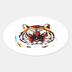 Sticker Ovale Tigre sauvage