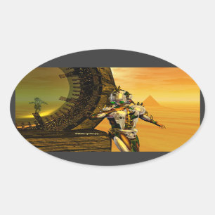 STICKER OVALE TITAN DANS LE DÉSERT D'HYPERION