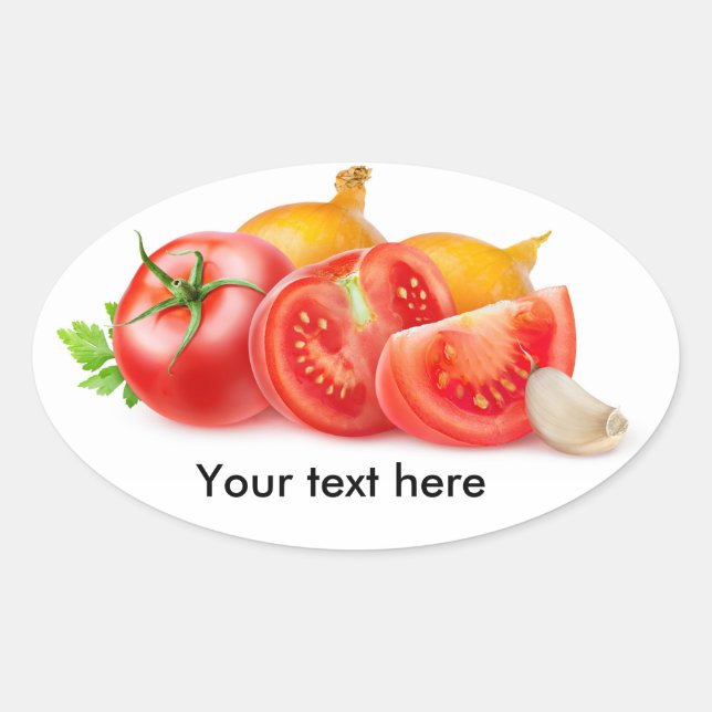 Sticker Ovale Tomates et oignons (Devant)