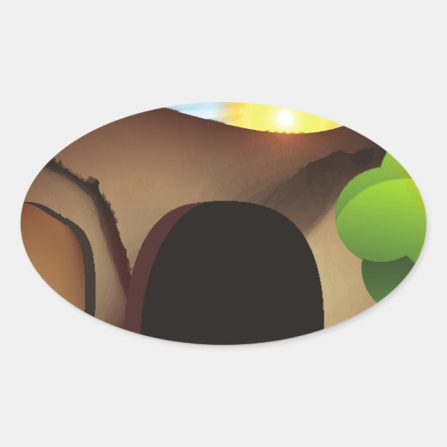 Sticker Ovale tombeau christ (Devant)