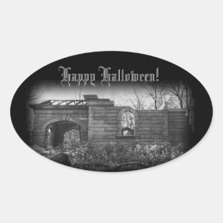 Sticker Ovale Tombeau Récepteur Ruine Joyeux Halloween
