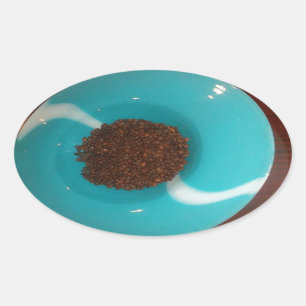 Sticker Ovale Touch of the Sea : A Cyan Bowl of Coffee