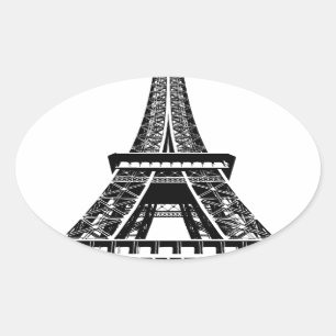 Sticker Ovale Tour Eiffel noir blanc Paris France Art