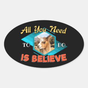 Sticker Ovale Tout ce que vous devez faire est de croire - Llama