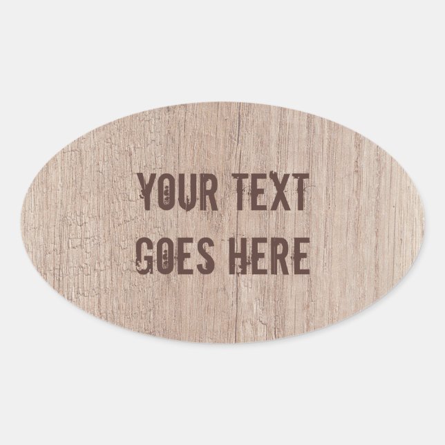 Sticker Ovale Trendy Distressed Texte Brown Bois Look (Devant)