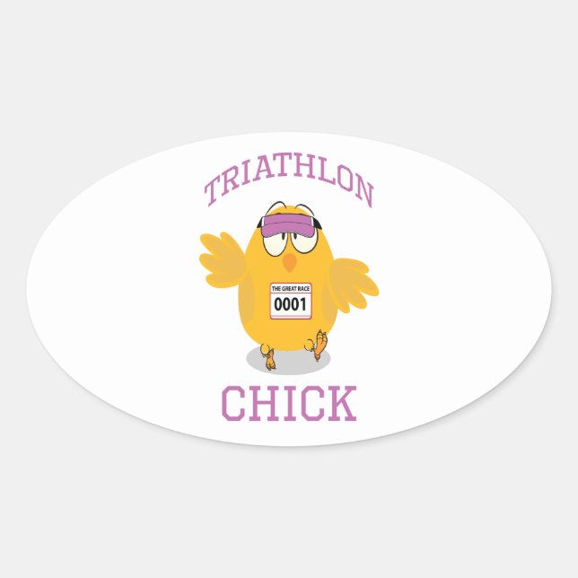 Sticker Ovale Triathlon Chick (Devant)