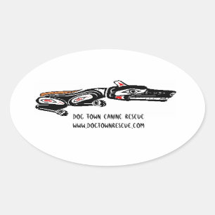 Sticker Ovale Tribal de ville de chien