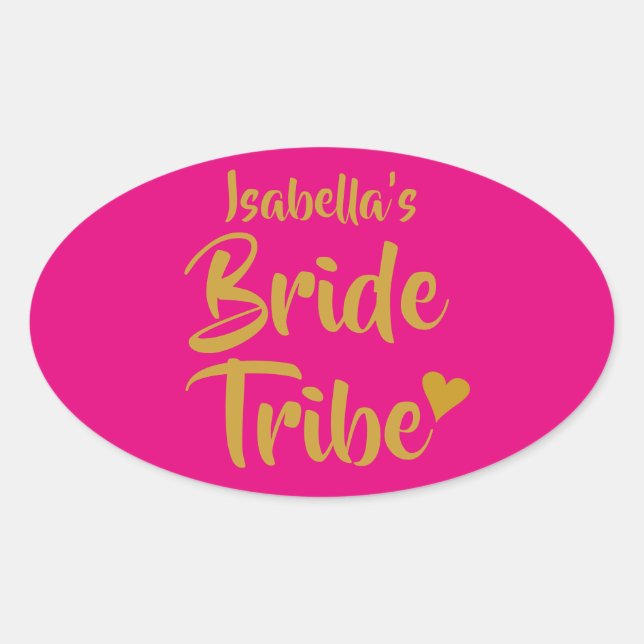 Sticker Ovale Tribe de mariée personnalisée Gold Heart (Devant)
