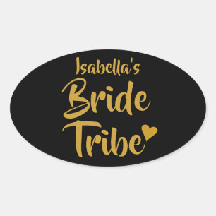 Sticker Ovale Tribu d'or de la tribu des mariées personnalisée
