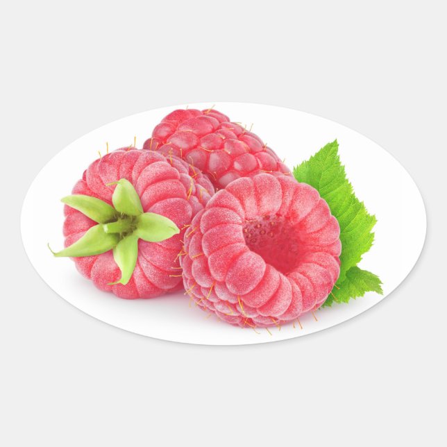 Sticker Ovale Trois framboises (Devant)