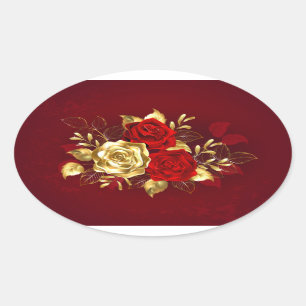 Sticker Ovale Trois Roses de bijoux