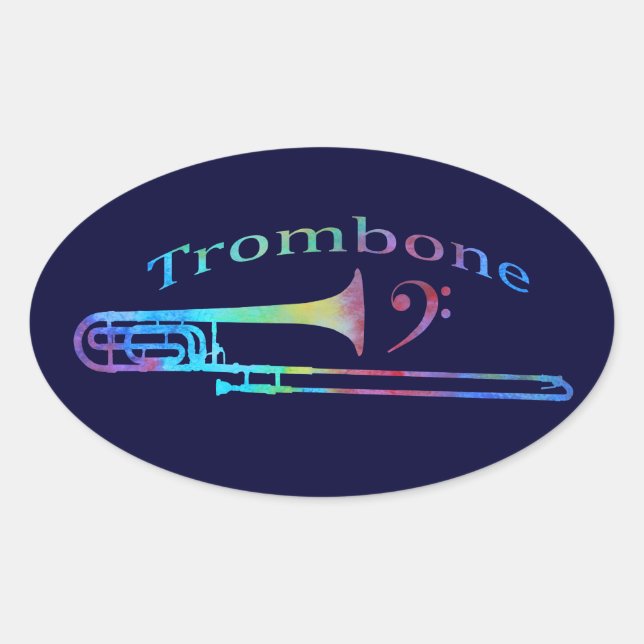 Sticker Ovale Trombone avec Bass Clef (Devant)