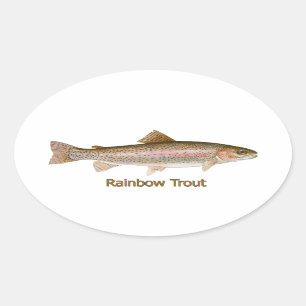 Sticker Ovale Truite arc-en-ciel (titre)