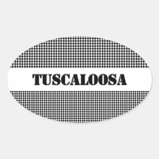 Sticker Ovale Tuscaloosa avec Houndstooth (Par MG Dezigns) (Devant)