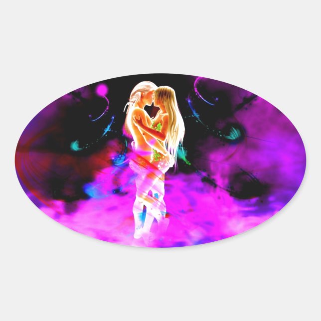 Sticker Ovale TWIN FLAME psychédélique (Devant)