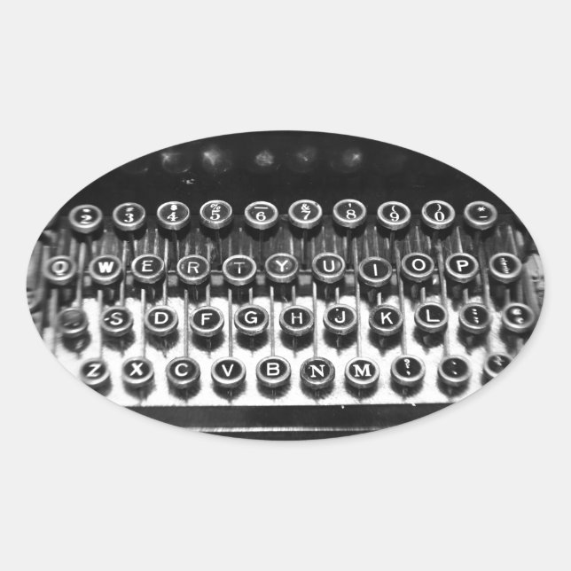Sticker Ovale Typewriter noir et blanc (Devant)