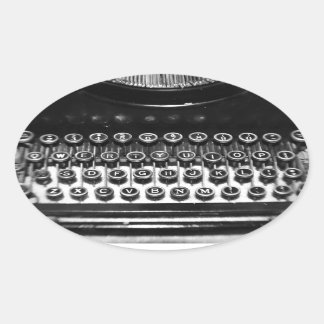 Sticker Ovale Typewriter noir et blanc