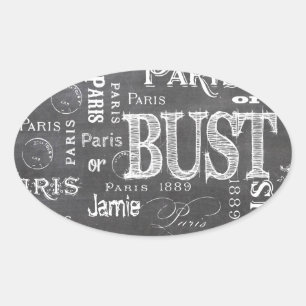 Sticker Ovale Typographie Calligraphie Paris France Tour Eiffel