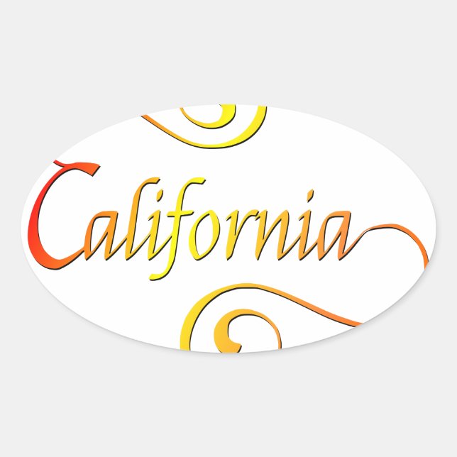 Sticker Ovale Typographie de Californie (Devant)