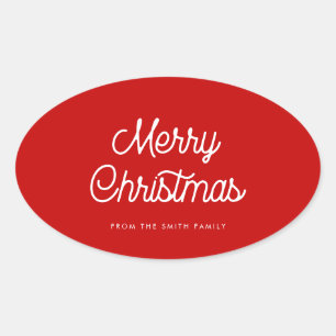 Sticker Ovale Typographie rétro Joyeux Noël