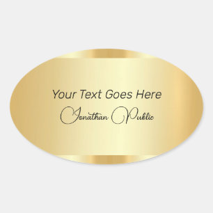 Sticker Ovale Typographie Script Modèle tendance Faux Gold