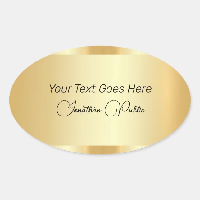 Sticker Ovale Typographie Script Modèle tendance Faux Gold (Devant)