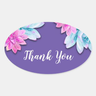 Sticker Ovale Ultra Violet Succulents Moderne Gras Fiesta Floral