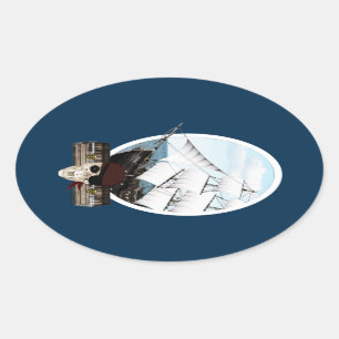 Sticker Ovale Un bateau pirate
