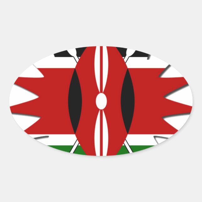 Sticker Ovale Un Motif kenyan dynamique : un art 18 étoiles (Devant)