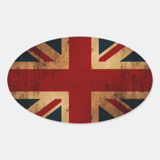 Sticker Ovale Union Jack (look vintage en détresse)