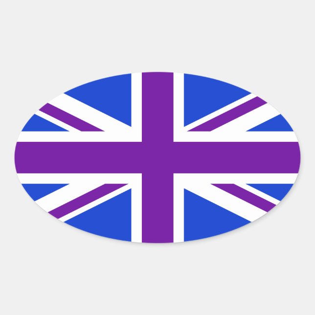 Sticker Ovale Union Jack violet bleu (Devant)