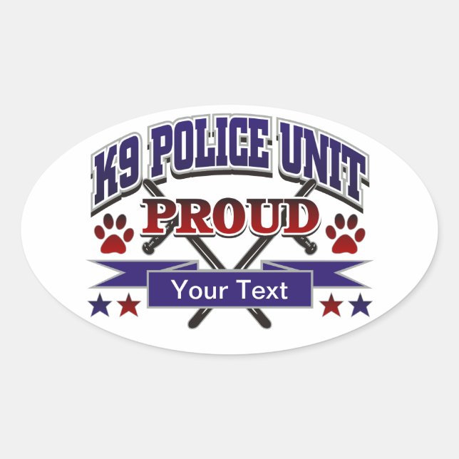 Sticker Ovale Unité K9 personnalisée fière (Devant)