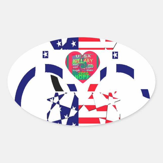 Sticker Ovale USA Hope Beau drapeau national Extraordinaire Desi (Devant)