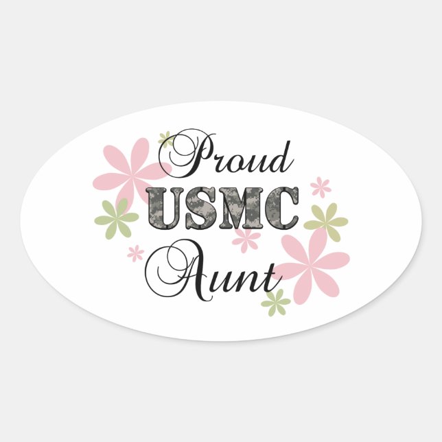 Sticker Ovale USMC Aunt [fl camo] (Devant)