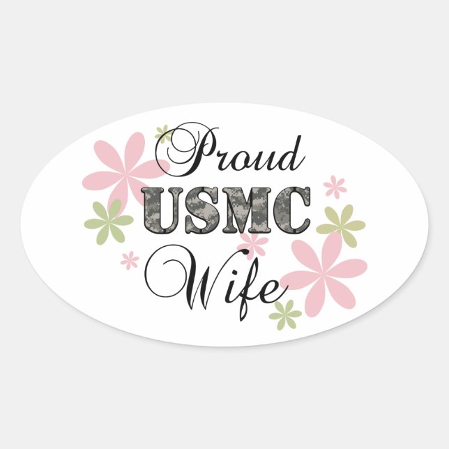Sticker Ovale USMC Wife [fl camo] (Devant)