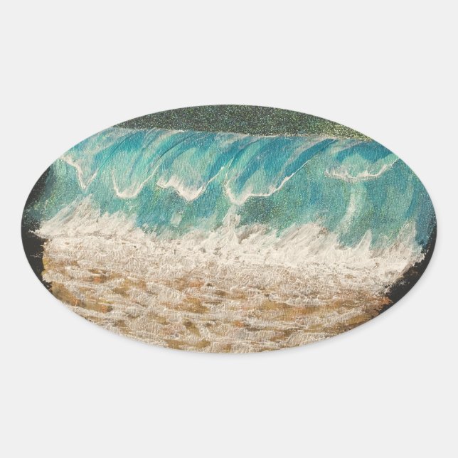 Sticker Ovale Vagues (Devant)