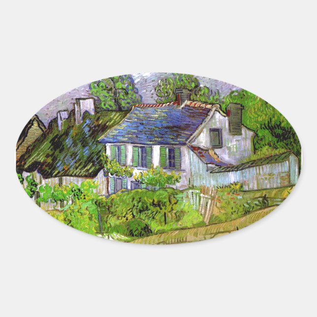Sticker Ovale Van Gogh - Maisons à Auvers (Devant)