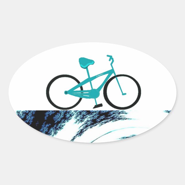 Sticker Ovale Vélo bleu Aqua (Devant)