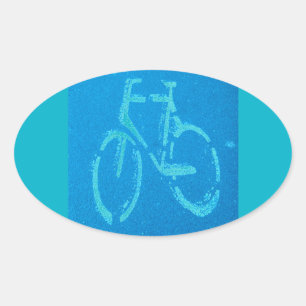 Sticker Ovale Vélo bleu blanc