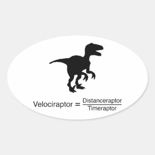 Sticker Ovale velociraptor drôle de science
