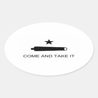 Sticker Ovale Venez et prenez le Texas Drapeau bataille de Gonza