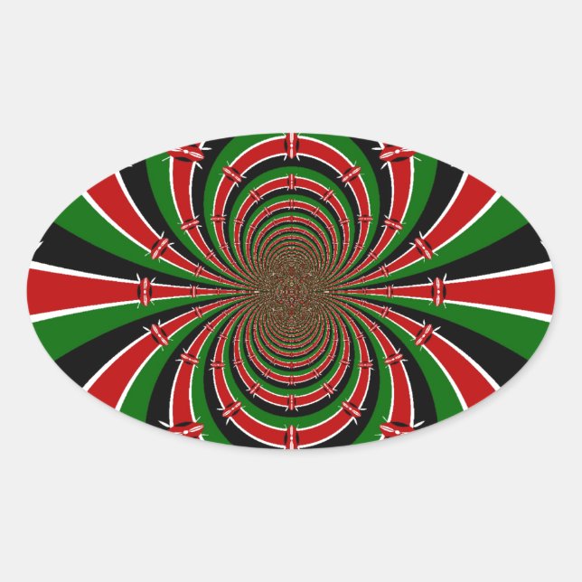 Sticker Ovale Vibrant Kenya Vision : Drapeau kényan en miroir (Devant)