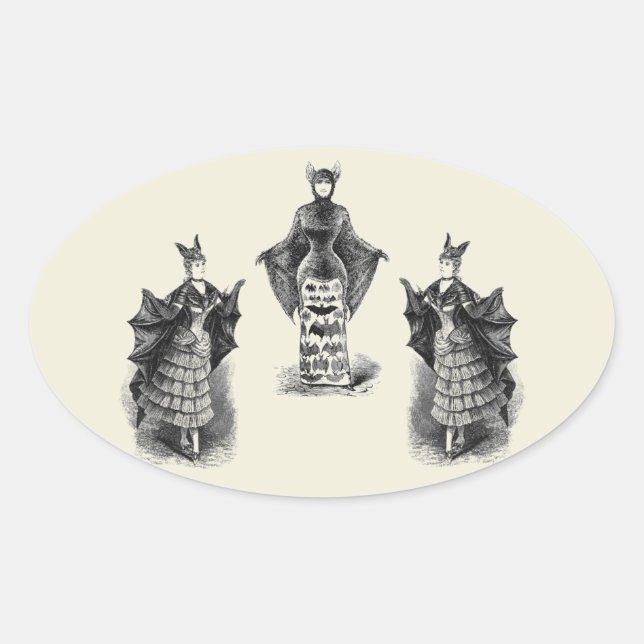 Sticker Ovale Vintage Bat Ladies (Devant)