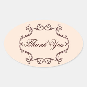 Sticker Ovale vintage fleurs lustre mariage merci