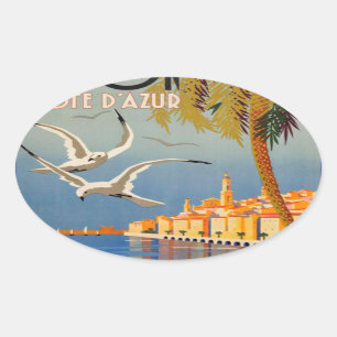 Sticker Ovale Vintage Menton CoTe D'azur