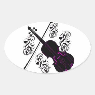 Sticker Ovale Violon,Amour rock_