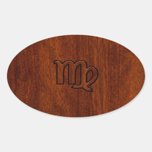 Sticker Ovale Virgo Connexion en bois de style acajou